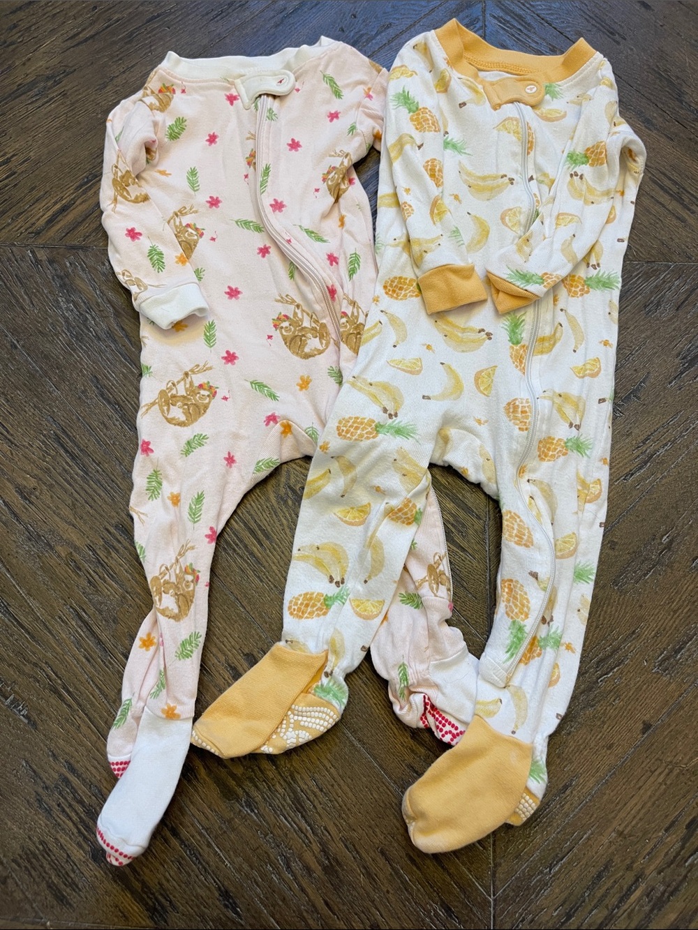 Burts Bees Baby Girls' Pink and Cream Footed One-Piece Sleepers - Set of 2